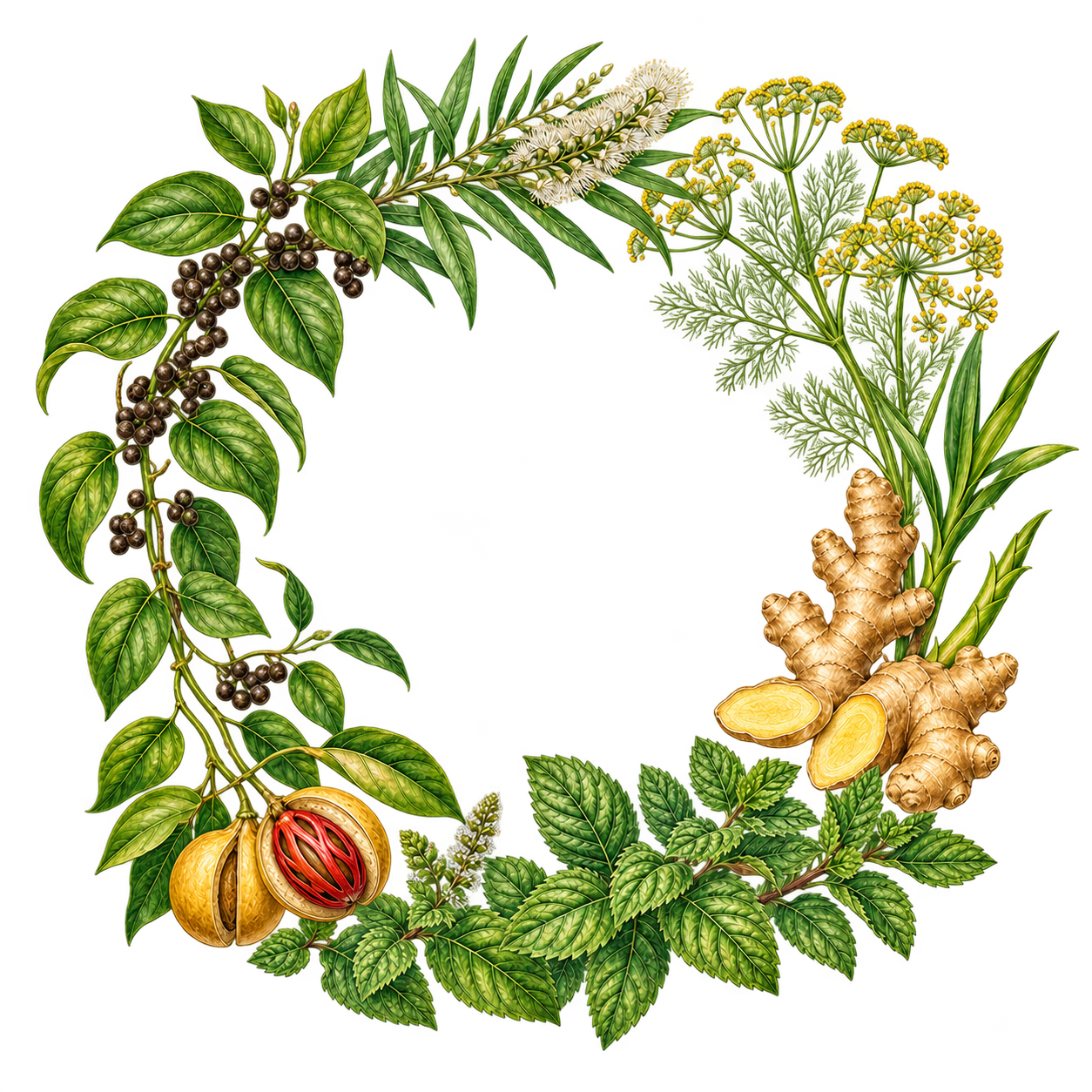 クリアリング ブレンドエッセンシャルオイル 10mlを構成する植物画