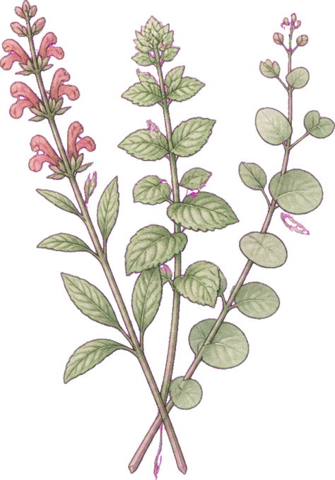 ハーブの植物画