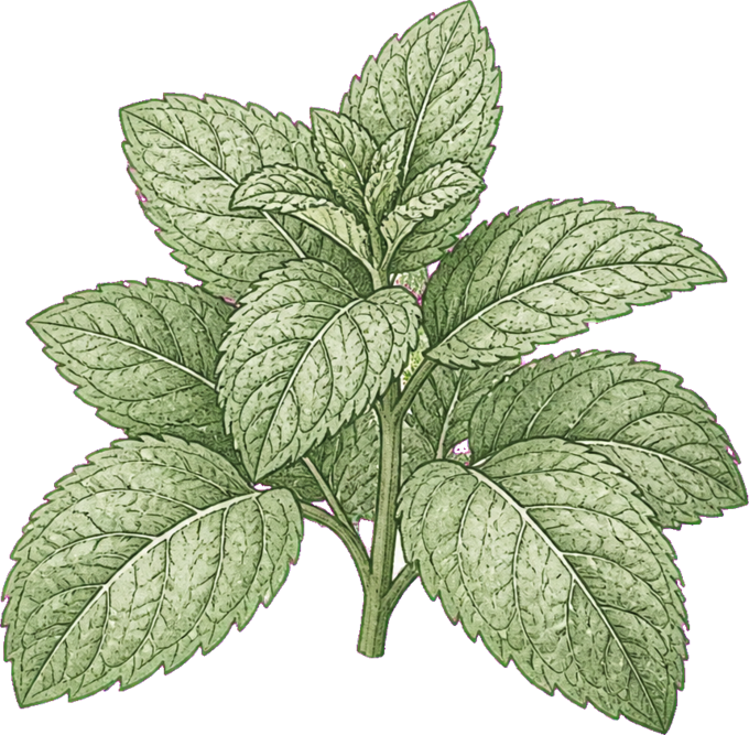 ミントの植物画
