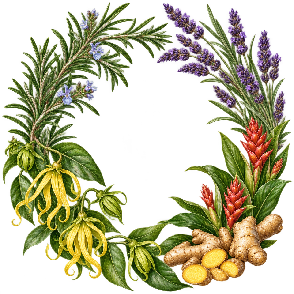 レミニセンス ブレンドエッセンシャルオイル 10mlを構成する植物画