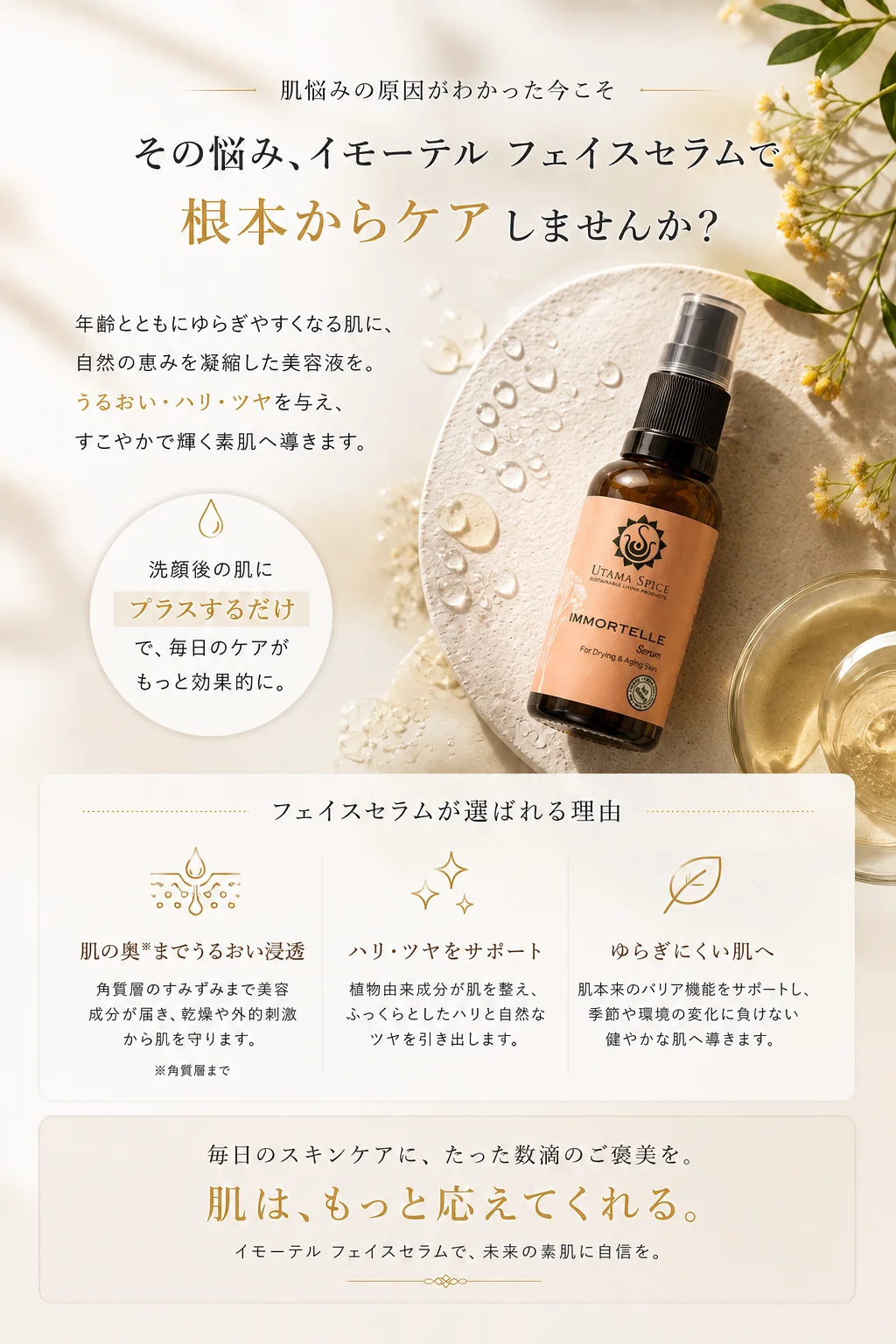 その悩み、イモーテル フェイスセラムで根本からケアしませんか？